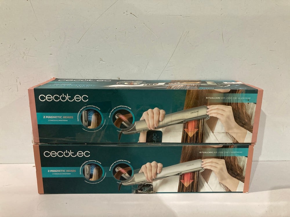 2 X CECOTEC 2-IN-1 HAIR STRAIGHTENER WITH 2 PLASMA