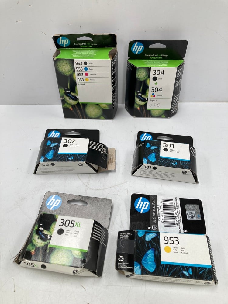 6 X HP INK CARTRIDGES, VARIOUS TYPES, INCLUDING 95
