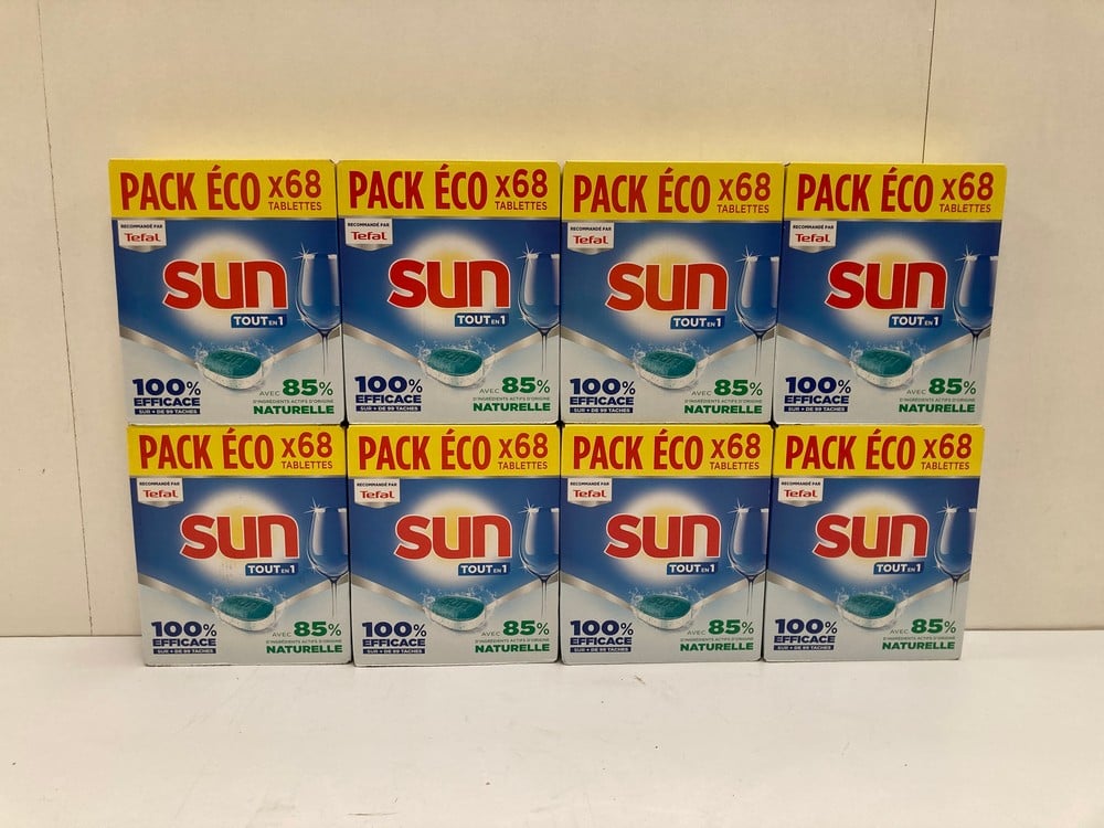 8 X SUN DISHWASHER TABLET PACKS, 68 TABLETS PER BO