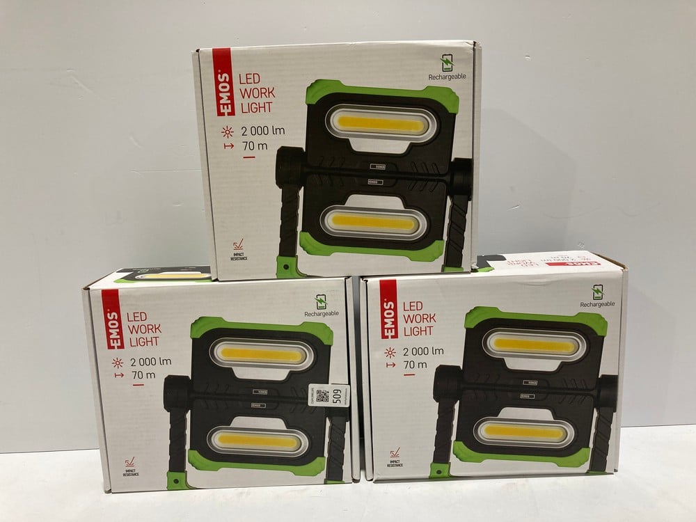3 X EMOS 2000LM LED WORK LIGHT, 70 METRES - LOCATI