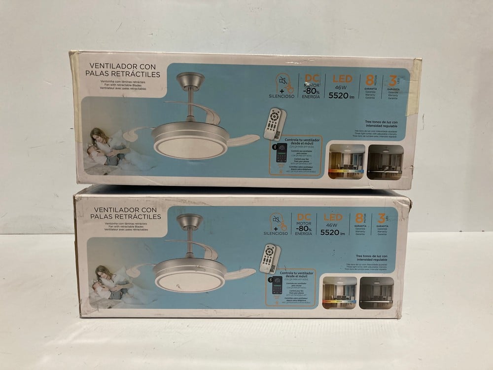 2 X FAN WITH RETRACTABLE BLADES, 46W, SILVER AND C