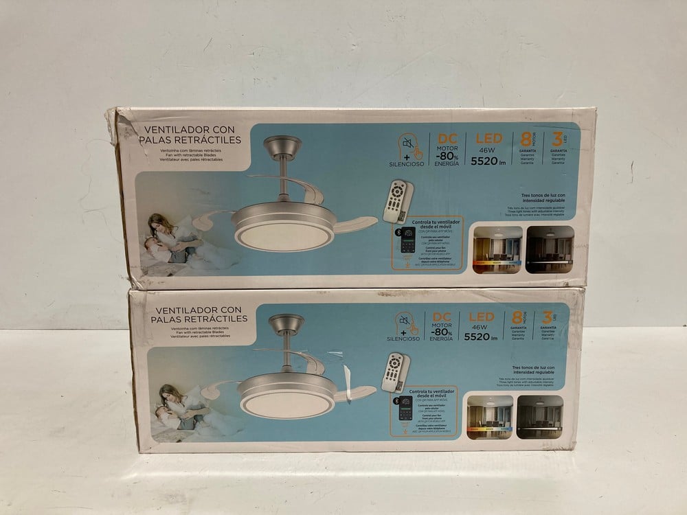 2 X FAN WITH RETRACTABLE BLADES, 46W, SILVER AND C