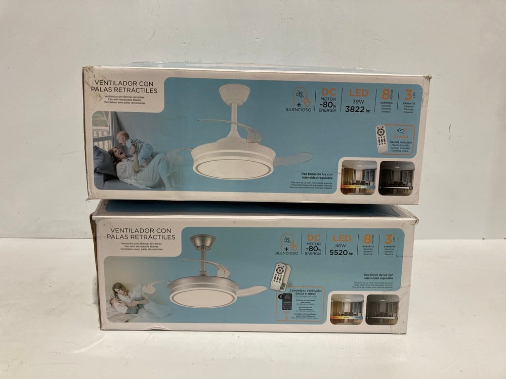 2 X CRISTAL RECORD WHITE FAN WITH RETRACTABLE BLAD