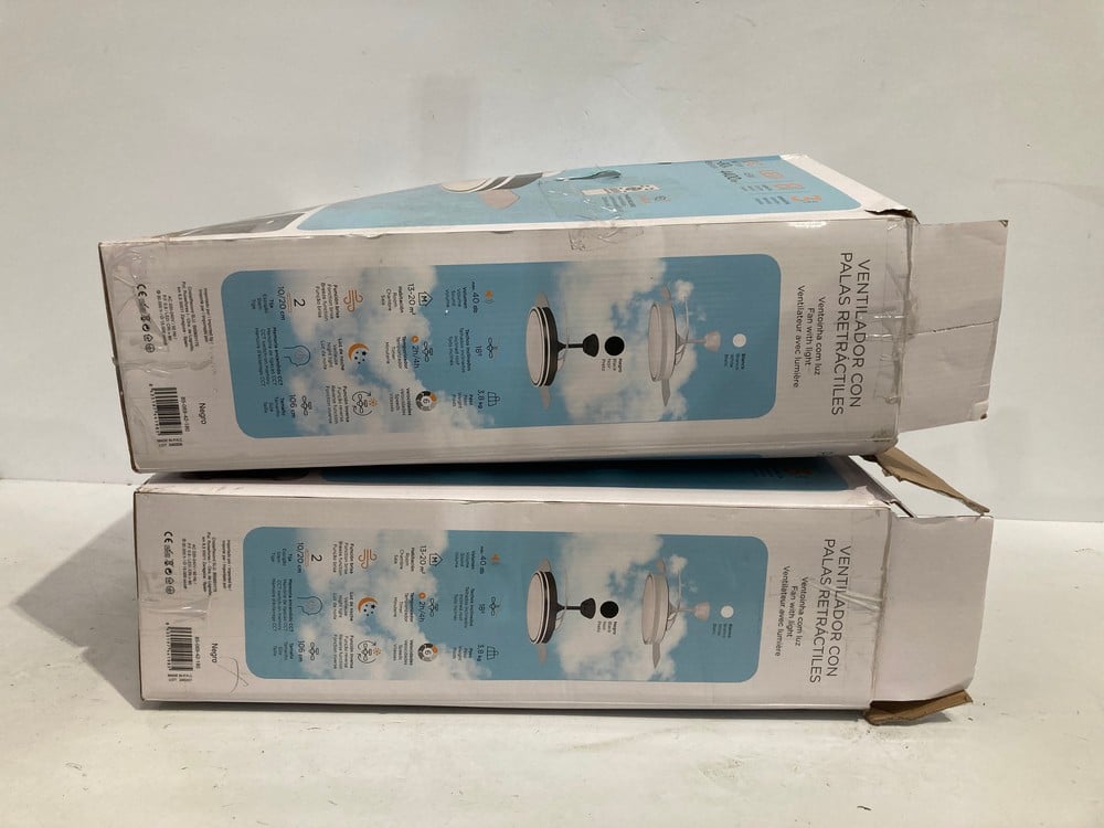 2 X FAN WITH RETRACTABLE BLADES 4400LM, BLACK AND 