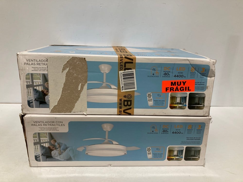 2 X FAN WITH RETRACTABLE BLADES, 45W LED, 4400 LM 