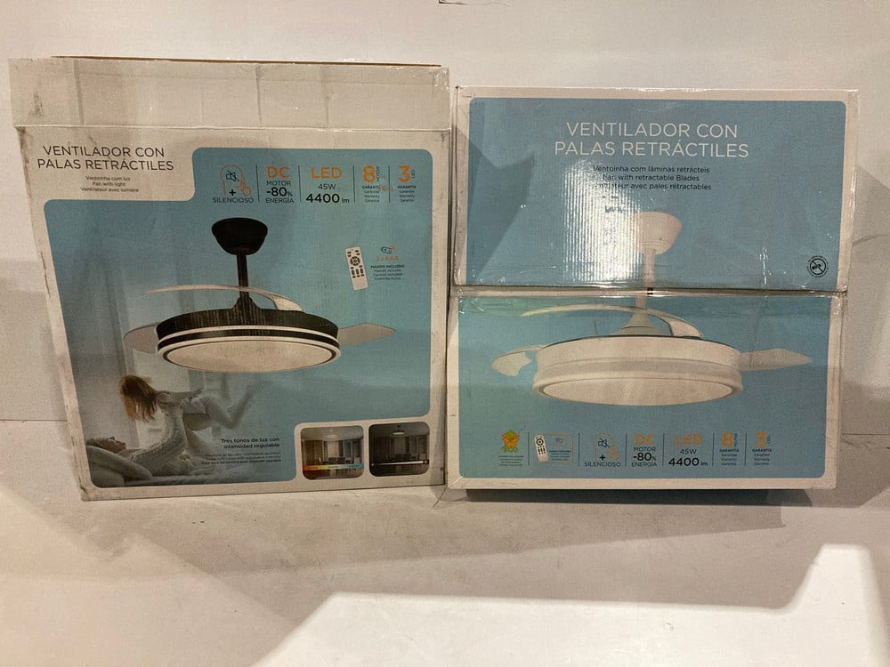 2 X FANS WITH RETRACTABLE BLADES, 45W LED, 4400LM 