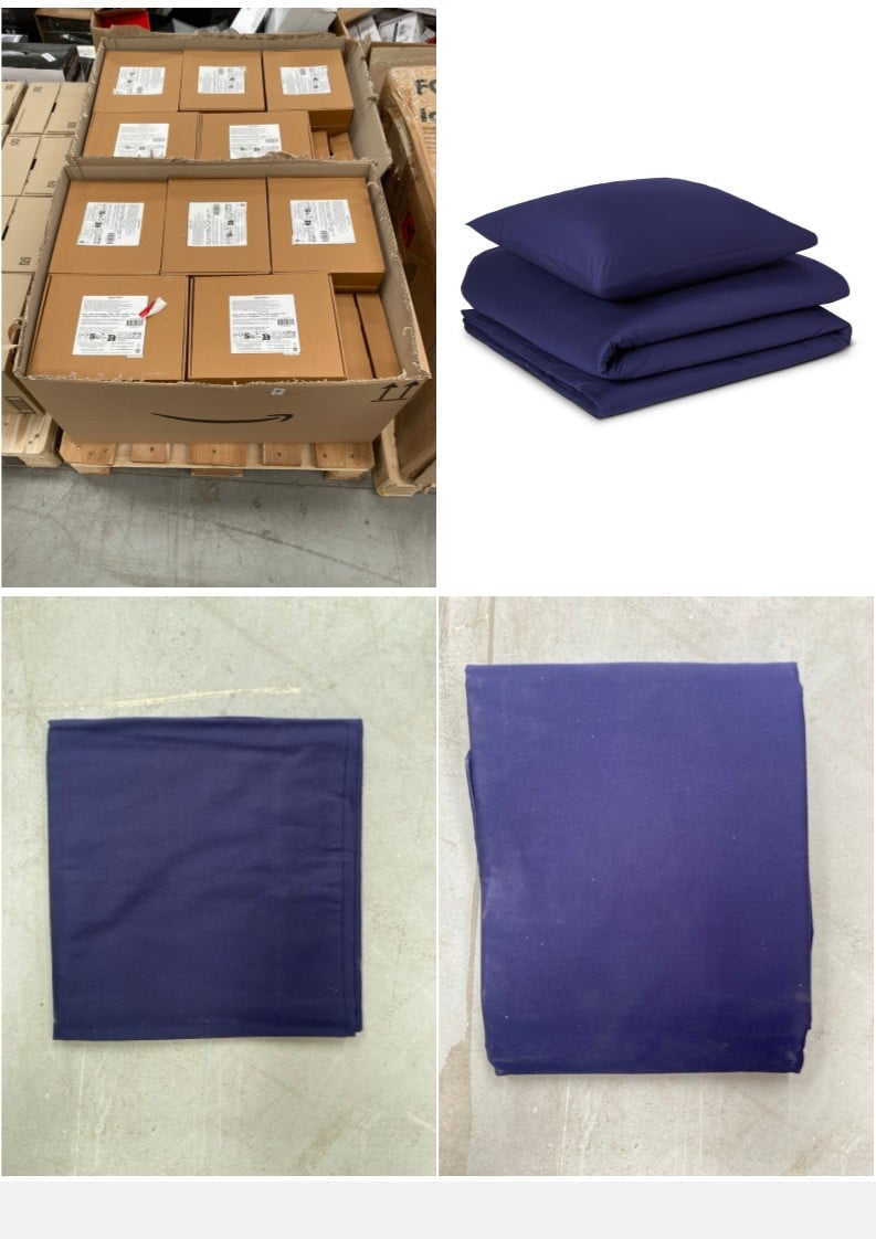 COTTON DUVET COVER SET WITH 65X65 NAVY BLUE PILLOW