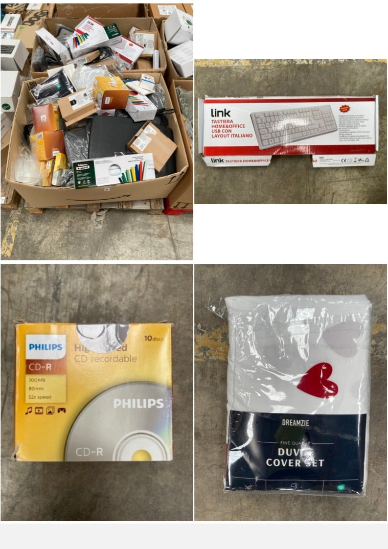 ASSORTED ITEMS PALLET INCLUDING A LINK KEYBOARD (M