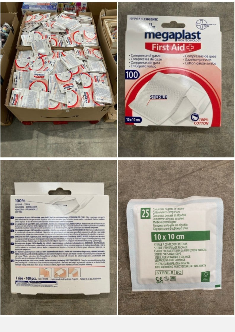 MEGAPLAST STERILE GAUZE COMPRESSES (MAY BE DAMAGED