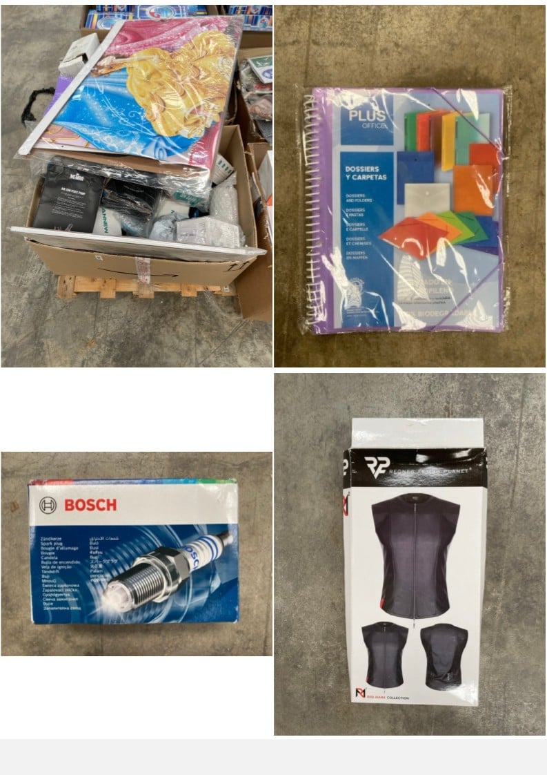 ASSORTED ITEMS PALLET INCLUDING A BOSCH SPARK PLUG