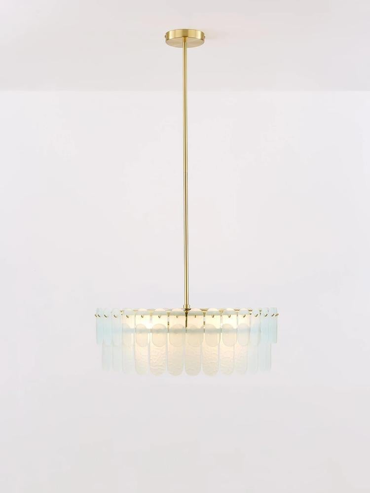 GLASS OVAL CHANDELIER IN BRUSHED BRASS (VZWT7) (LO