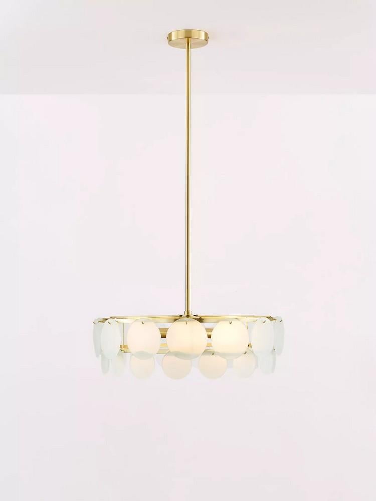 GLASS CIRCLE CHANDELIER IN BRUSHED BRASS - ORIGINA