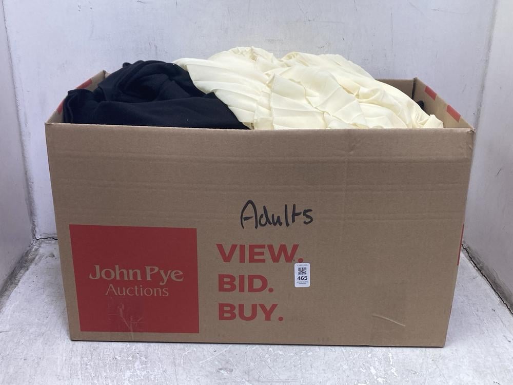 BOX OF ASSORTED ADULTS CLOTHING TO INCLUDE LADIES 