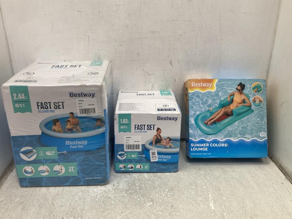 3 X ASSORTED POOL ITEMS TO INCLUDE BESTWAY FAST SE