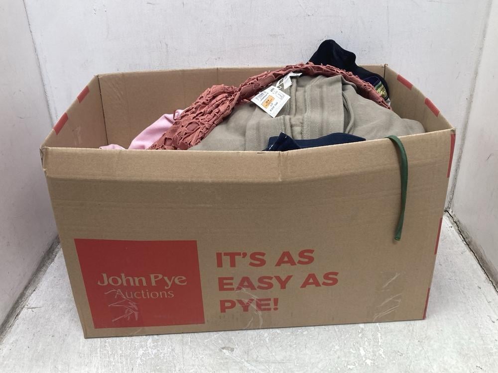 BOX OF ASSORTED CLOTHING TO INCLUDE LIMITED LIVE U