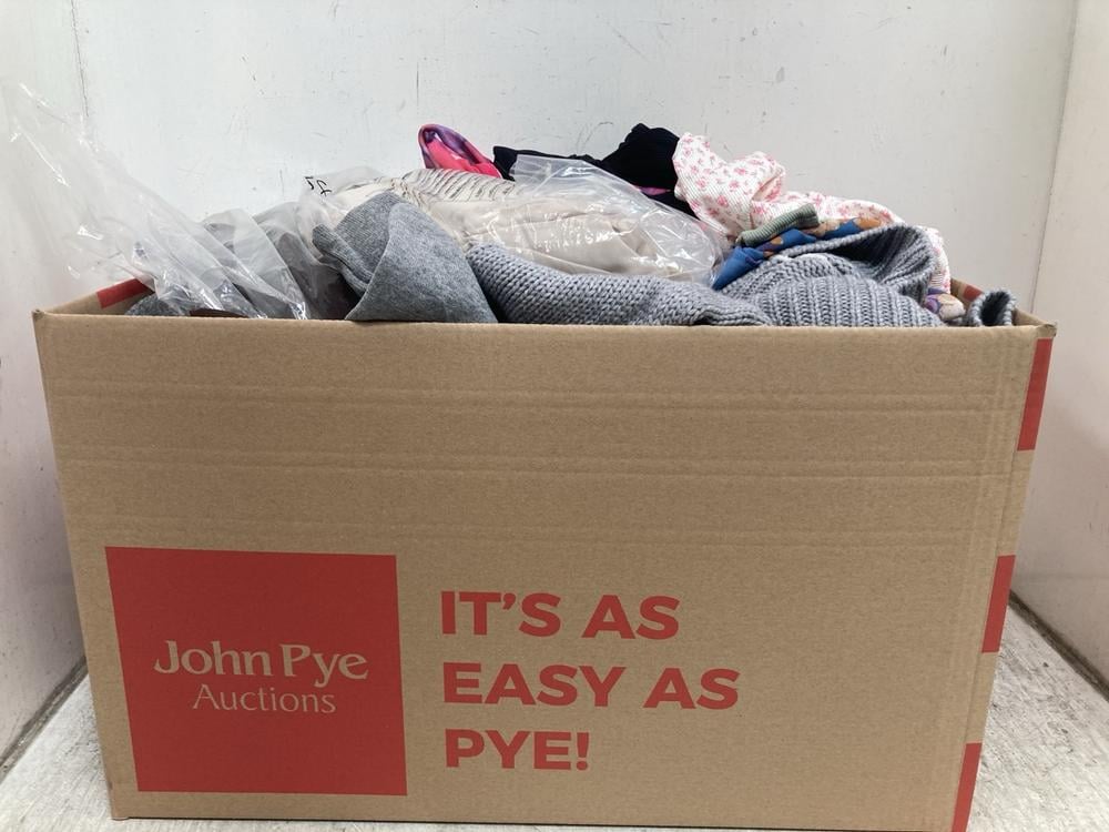 BOX OF ASSORTED CLOTHES TO INCLUDE NORA POSE PYJAM