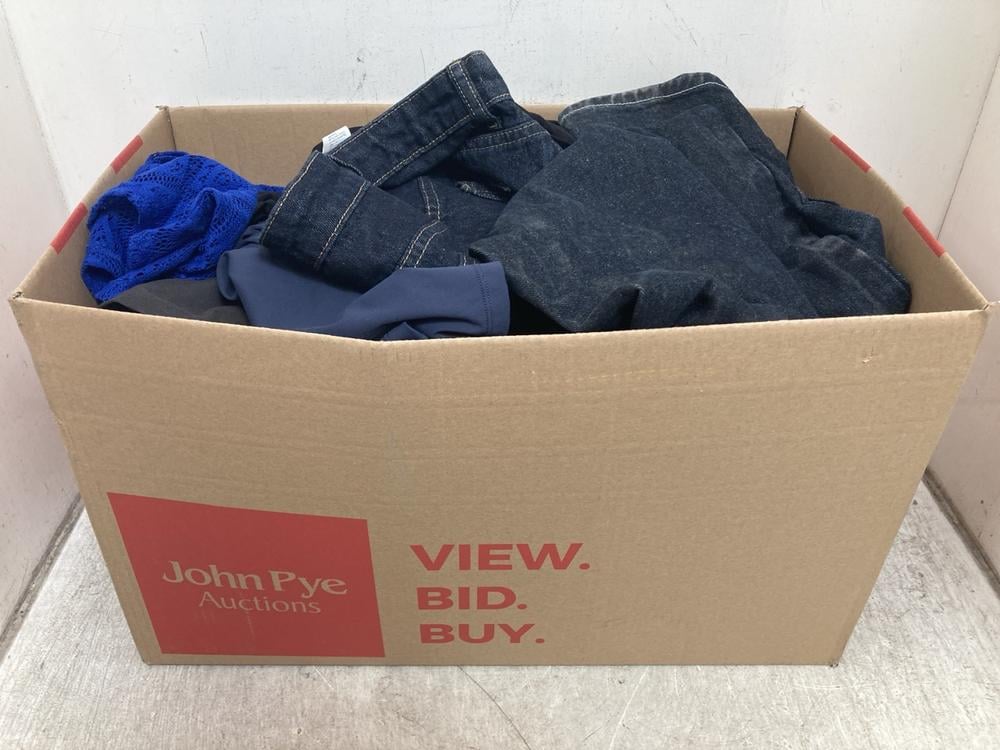 BOX OF ASSORTED CLOTHES TO INCLUDE HALARA JOGGERS 