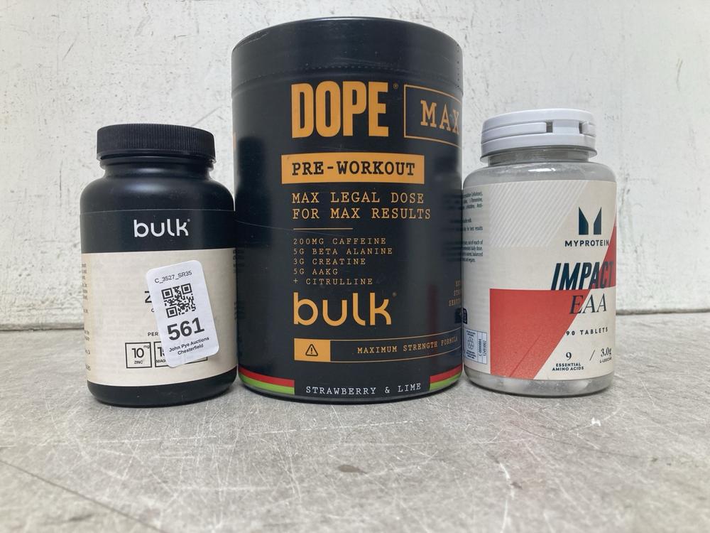 3 X ASSORTED FITNESS POWDERS TO INCLUDE DOPE PRE-W