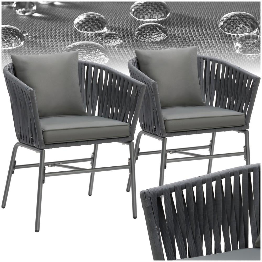 TECTAKE ACCENT CHAIR VALEIRAS - WOVEN ROPE DESIGN,