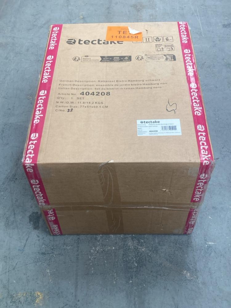 TECTAKE GARDEN TABLE AND CHAIRS HAMBURG BLACK