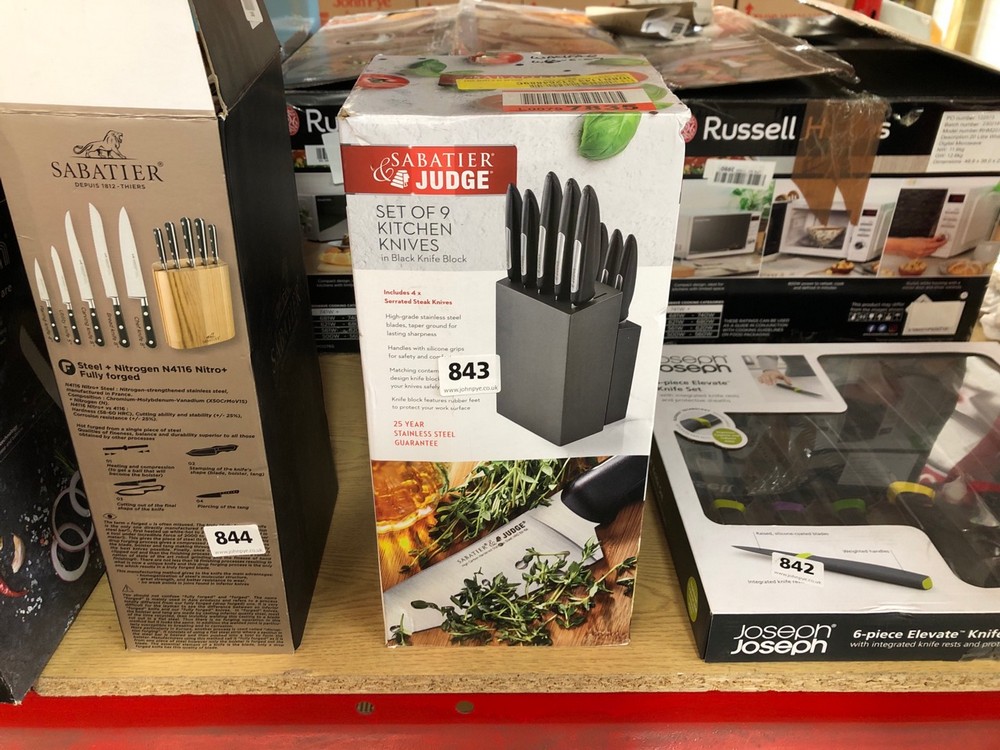 John Pye Auctions SABATIER JUDGE SET OF 9 KITCHEN KNIVES IN BLACK