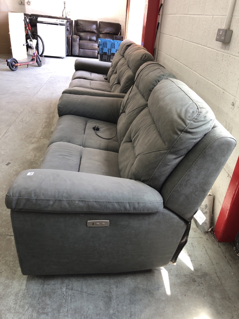 John Pye Auctions 3 + 2 PIECE GREY FABRIC RECLINER SOFA SET