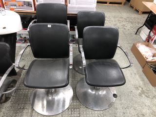 4 X OLYMP BLACK LEATHER SALON SWIVEL CHAIRS (COLLECTION OR OPTIONAL DELIVERY AVAILABLE*)