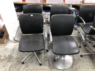 4 X OLYMP BLACK LEATHER SALON SWIVEL CHAIRS (COLLECTION OR OPTIONAL DELIVERY AVAILABLE*)