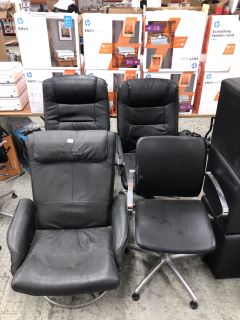 4 X CHAIRS INC OLYMP BLACK LEATHER SALON SWIVEL CHAIR (COLLECTION OR OPTIONAL DELIVERY AVAILABLE*)