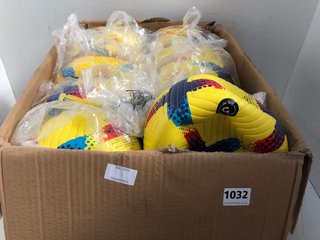 QTY OF SAINTS SOUTHWEST EST 2015 DEFLATED FOOTBALLS IN YELLOW: LOCATION - E14