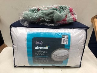 SILENTNIGHT AIRMAX DOUBLE MATTRESS TOPPER TO ALSO INCLUDE FLAMINGO BEACH TOWEL IN PINK/TEAL: LOCATION - H6