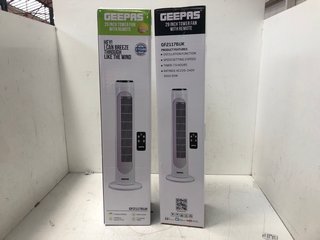 2 X GEEPAS 29" TOWER FAAN WITH REMOTE - MODEL: GF21176UK: LOCATION - J9