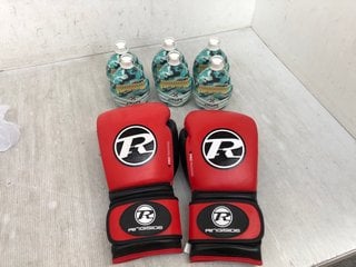 PROTRAINING 14 OZ RED RINGSIDE BOXING GLOVES AND JWOWW FIT LIFE LOTION: LOCATION - I8