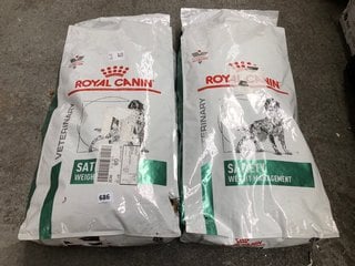 2 X ROYAL CANIN SATIETY WEIGHT MANAGEMENT DOG FOOD: LOCATION - I8