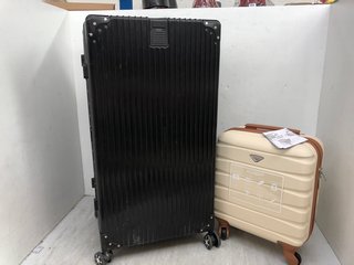 FLIGHT KNIGHT CABIN CASE IN CREAM TO INCLUDE LARGE LUGGAGE HARD SHELL CASE IN BLACK: LOCATION - I8