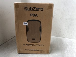 SUB-ZERO P8A 8" ACTIVE PA SPEAKER - RRP £100: LOCATION - I5