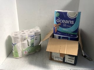 PACK OF 24 SO CLEAN 3PLY TOILET ROLLS TO ALSO INCLUDE BOX OF OCEANS 3PLY TOILET ROLLS: LOCATION - H15