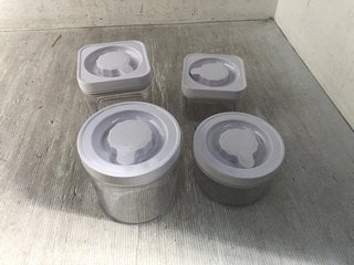 2 X BOXES OF PLASTIC AIR TIGHT STORAGE JARS WITH WHITE LIDS: LOCATION - H14