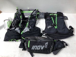 3 X ASSORTED INOV ITEMS TO INCLUDE INOV RACE ULTRA PRO 5 VESTS IN BLACK/GREEN - SIZE L/XL: LOCATION - H13