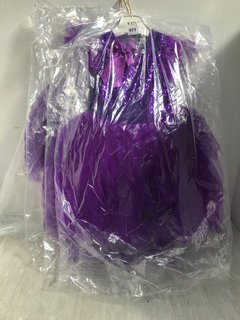 5 X CHILDRENS NETTED SEQUIN OCCASION DRESSES IN PURPLE - VARIOUS SIZES: LOCATION - H12