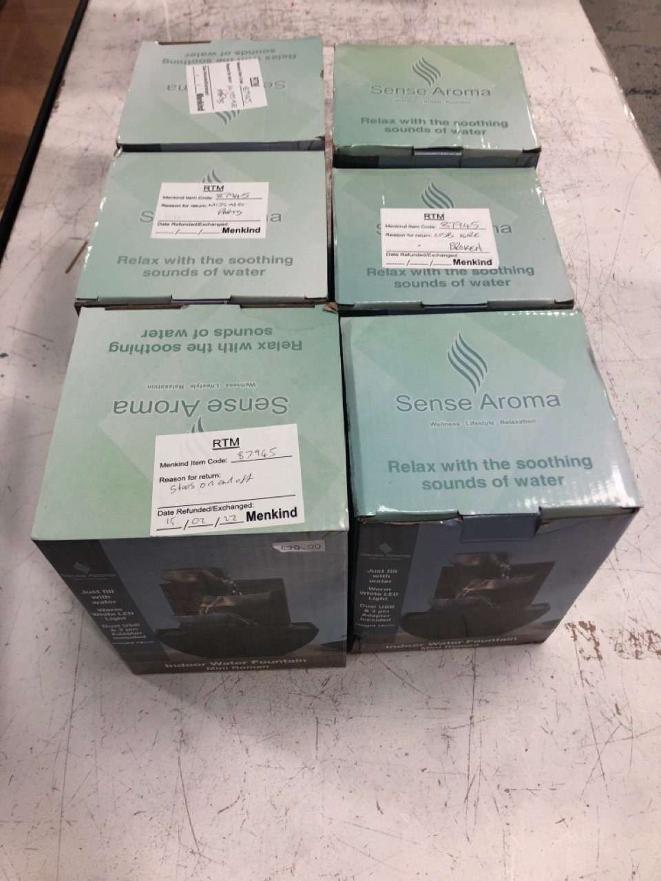 John Pye Auctions 6 X SENSE AROMA INDOOR WATER FOUNTAIN MINI MAJESTIC G.BUDDHA RRP £120