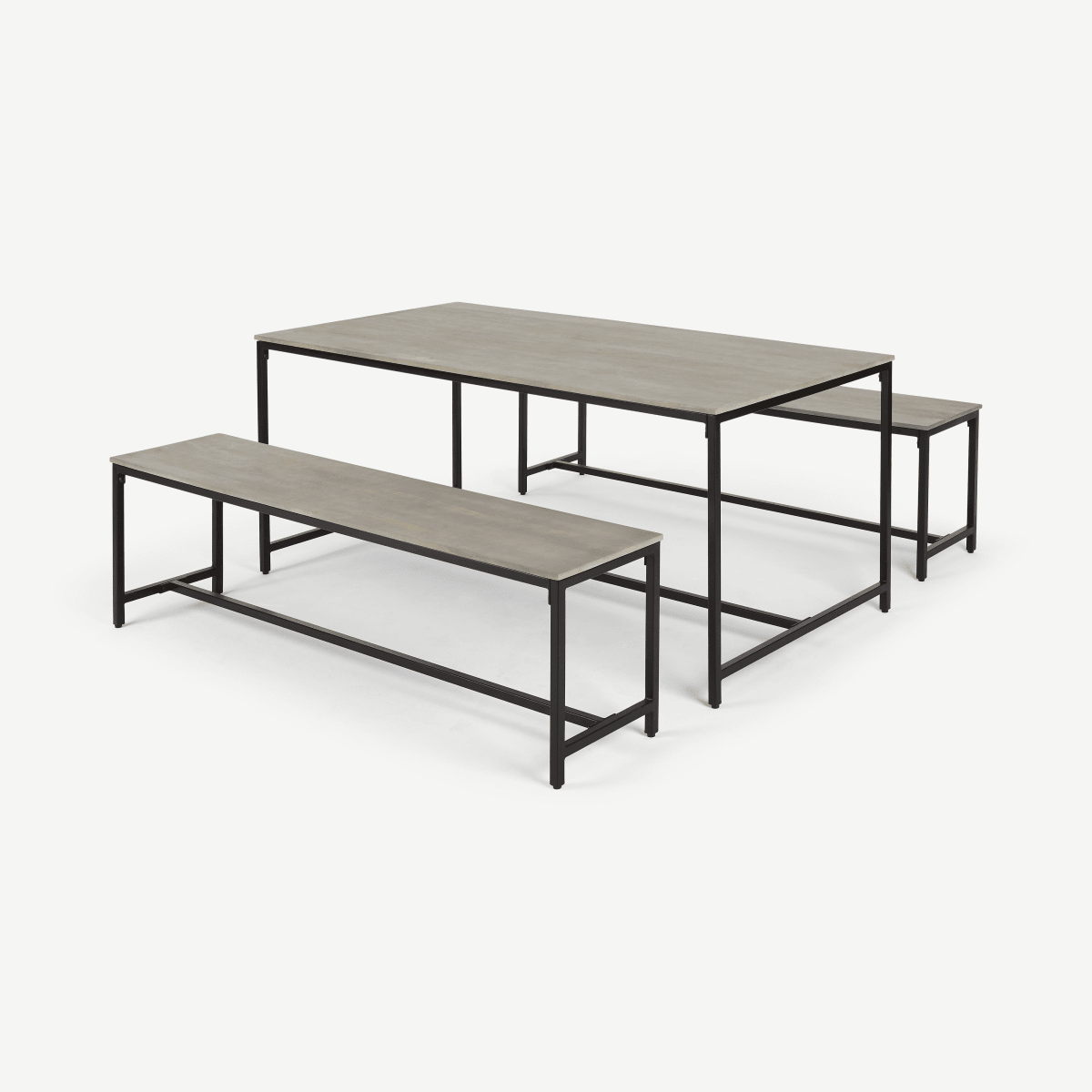 John Pye Auctions Lomond Dining Table and Bench Set, Grey