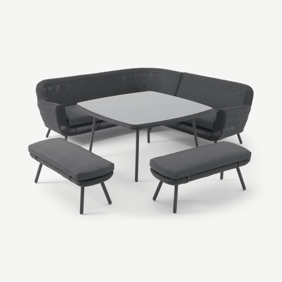 John Pye Auctions Jonah Corner Garden Dining Set, Dark Grey