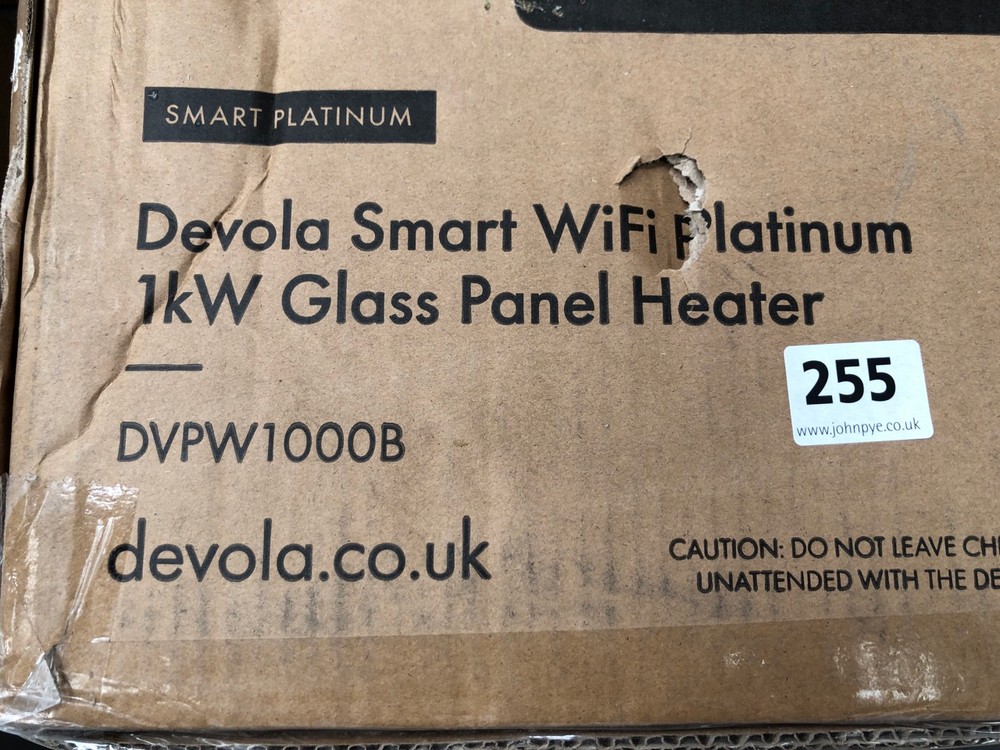 John Pye Auctions - 3 X DEVOLA SMART WIFI PLATINUM 1KW GLASS PANEL HEATER  (BLOCK B) (COLLECTION OR OPTIONAL DELIVERY AVAILABLE *)
