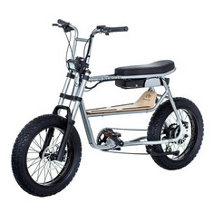 NEWGEN 345 8-SPEED ELECTRIC BIKE IN CHROME WITH HYDRAULIC BRAKES, KNOBBLY TYRES & MAPLE CARGO DECK RRP £1990