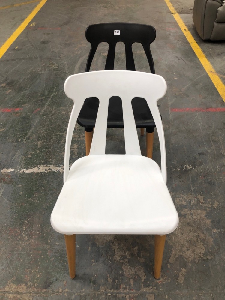 John Pye Auctions BLACK PLASTIC DINING CHAIR WITH WOOD LEGS TO