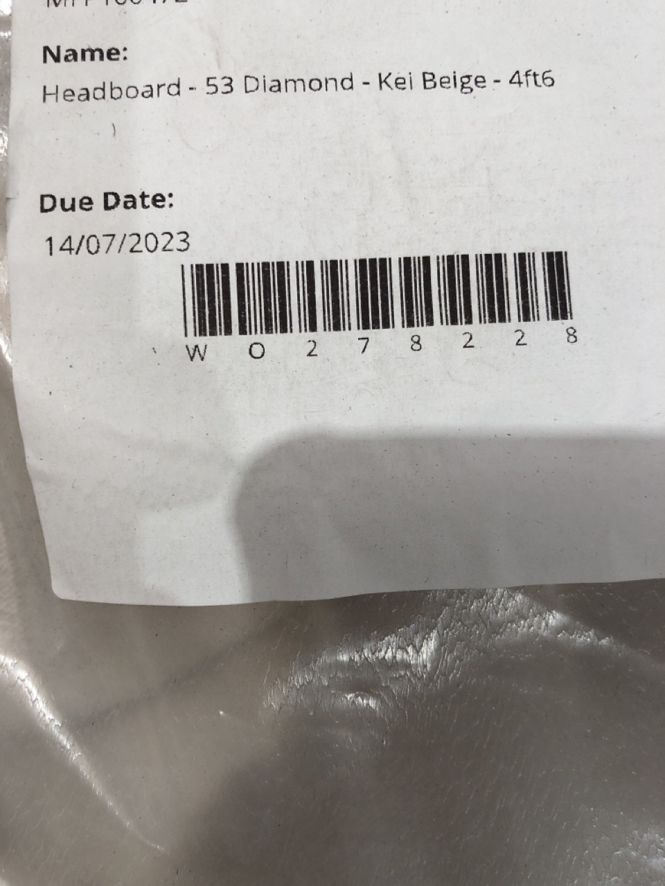 John Pye Auctions - ASPIRE BEIGE DIAMOND 4FT6 HEADBOARD
