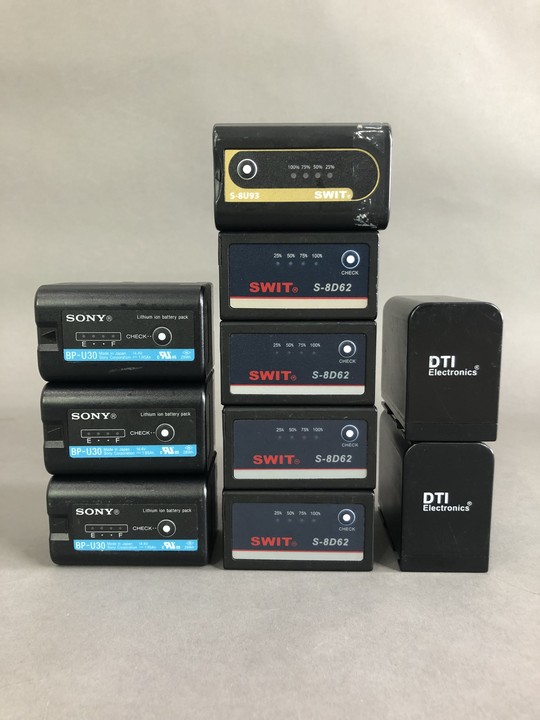 Assorted Camera Batteries, to include: Swit, Sony and DTI Electronics, untested