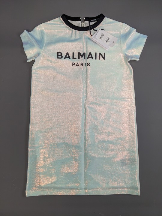 Balmain Girls Iridescent Logo Dress, Size 12 Years