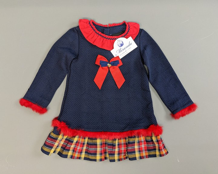 Miranda Girls Navy and Blue Dress, Size 4 Years